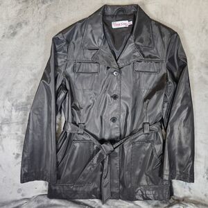 Cream Soda Faux Leather Trench Coat Size XL